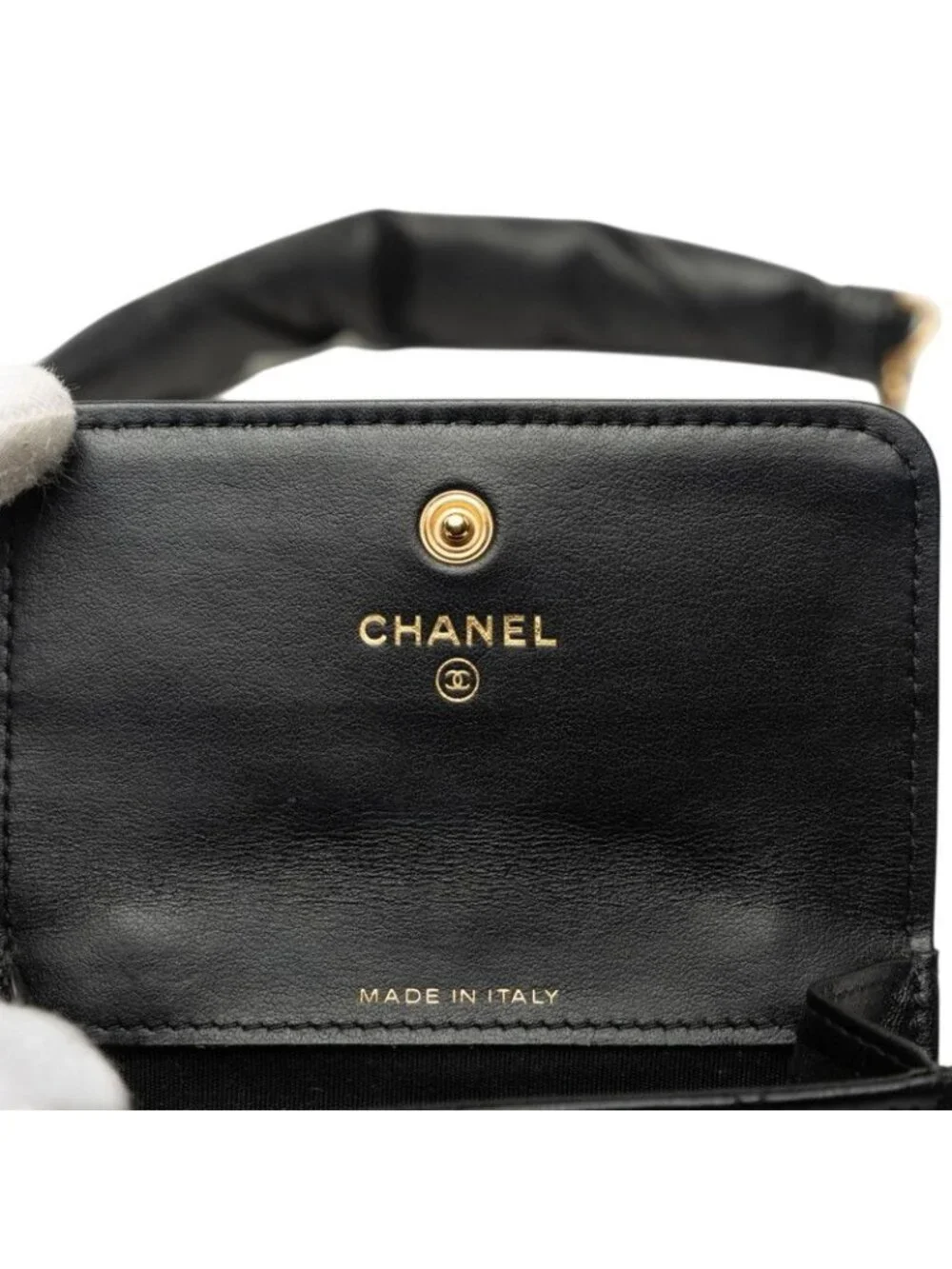 Chanel Quilted CC Logo Mini Chain Shoulder Bag Black Gold Lambskin